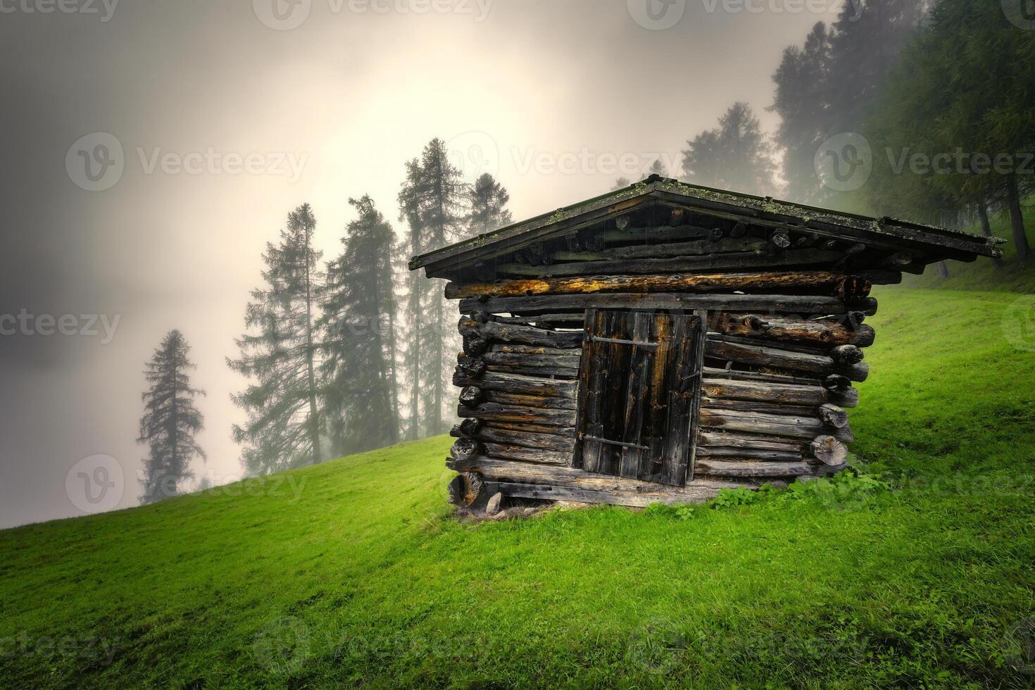 hölzern Heuboden im das Stubai Alpen foto