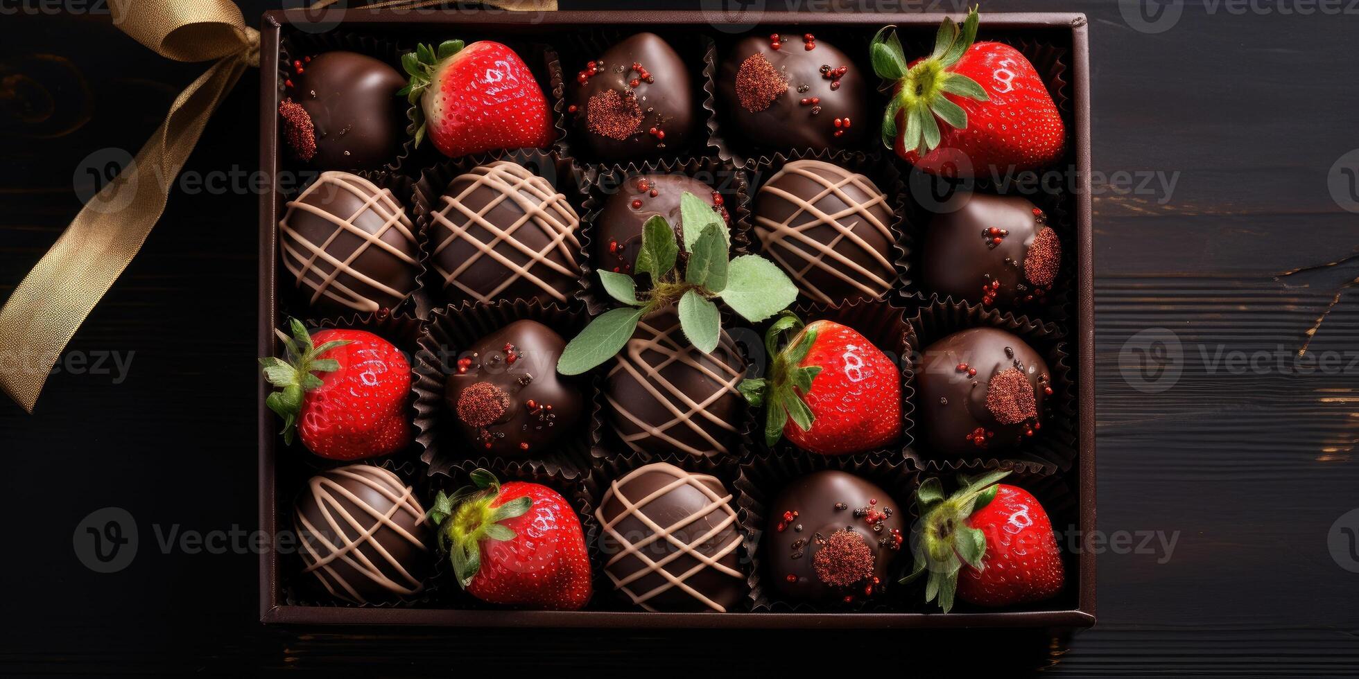 ai generiert Schokolade zum Valentinstag Tag. Süßigkeiten Nahansicht. generativ ai foto