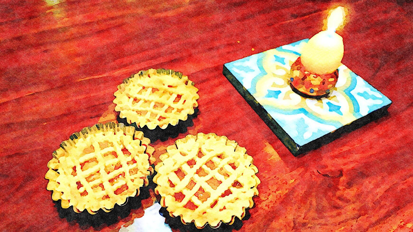 traditionell Ostern Kuchen und ein eiförmig Kerze. wie ein Wunsch zum ein glücklich Ostern foto