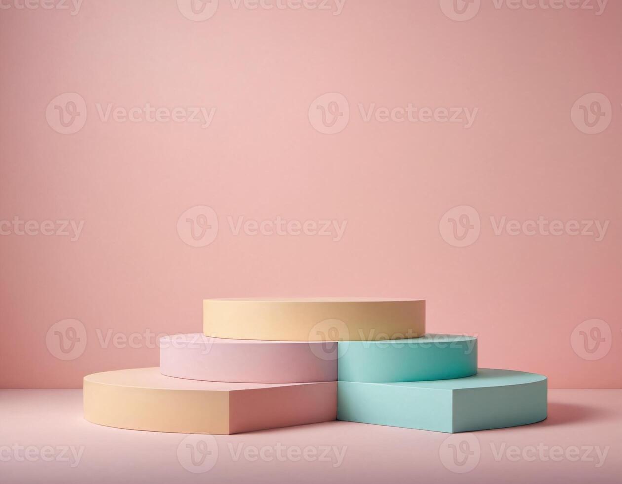 minimalistisch Pastell- Podium auf Sanft Hintergrund Produkt Anzeige Stand foto
