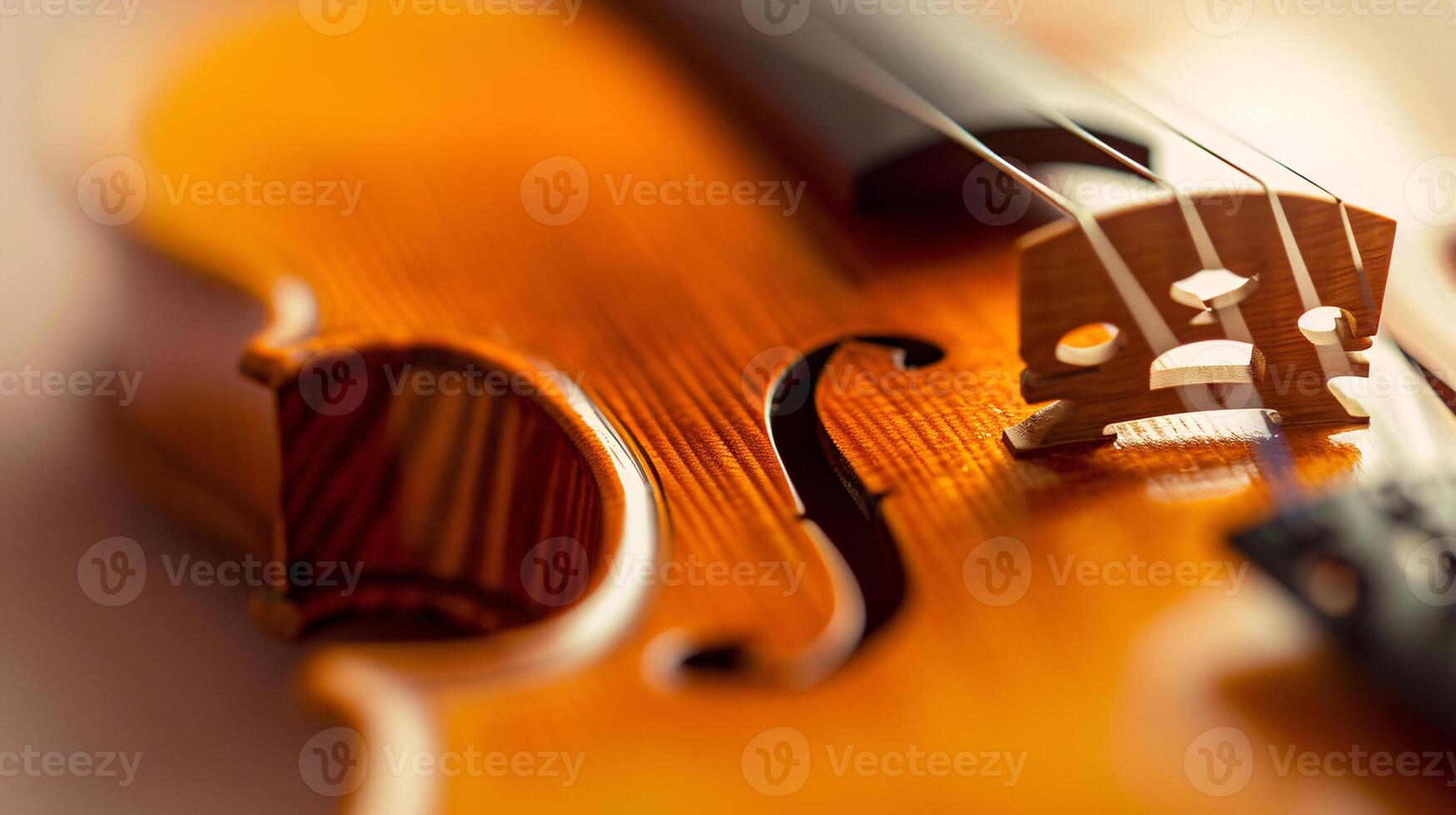 Harmonie von Musical Instrumente, Fokussierung auf das elegant Kurven von ein Violine foto