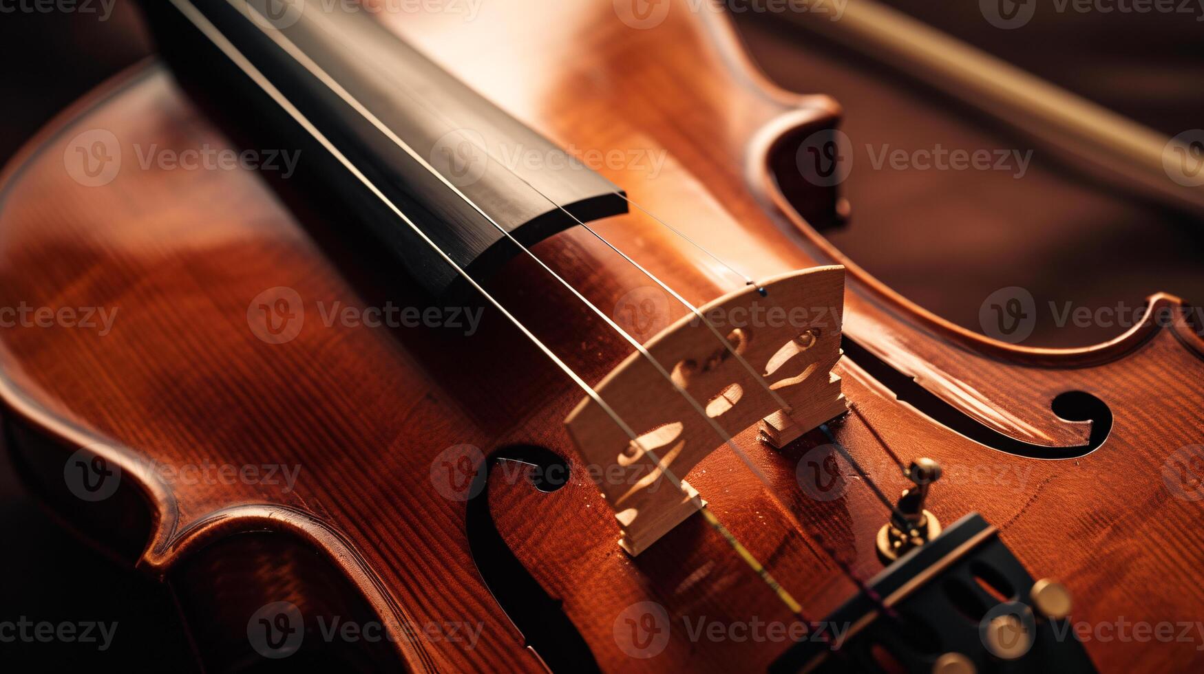 Harmonie von Musical Instrumente, Fokussierung auf das elegant Kurven von ein Violine foto