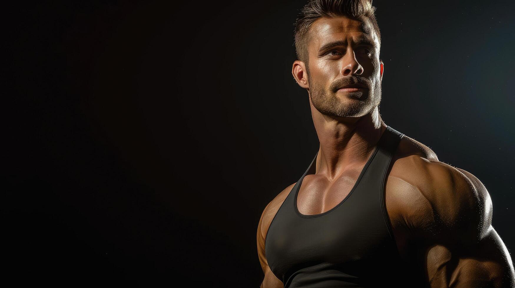 passen Mann sportlich Körperbau tragen trainieren Kleidung foto