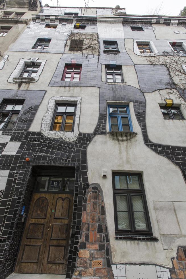 Wien, Österreich, 4. Februar 2014 - Detail od das Kunsthauswien, Museum in Wien. das museum wurde vom künstler friedensreich hundertwasser entworfen und 1986 fertiggestellt. foto