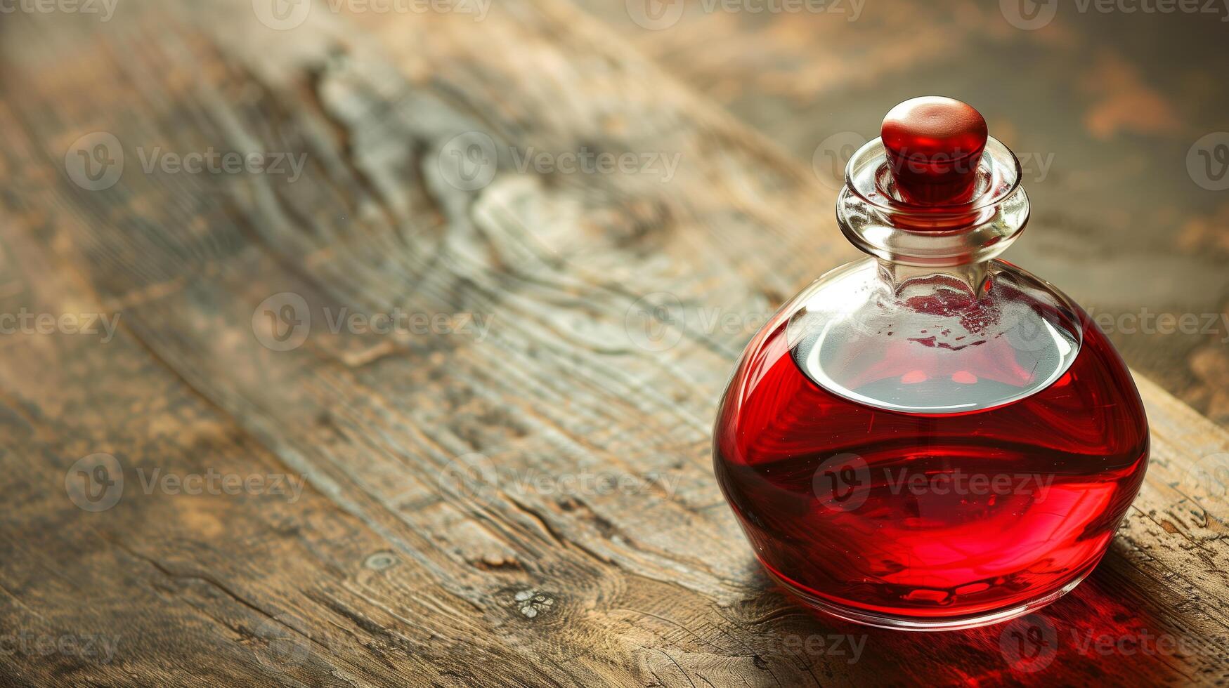 das rot Trank Flasche von das Mitte Alter, Glas Flasche. generiert durch künstlich Intelligenz. foto