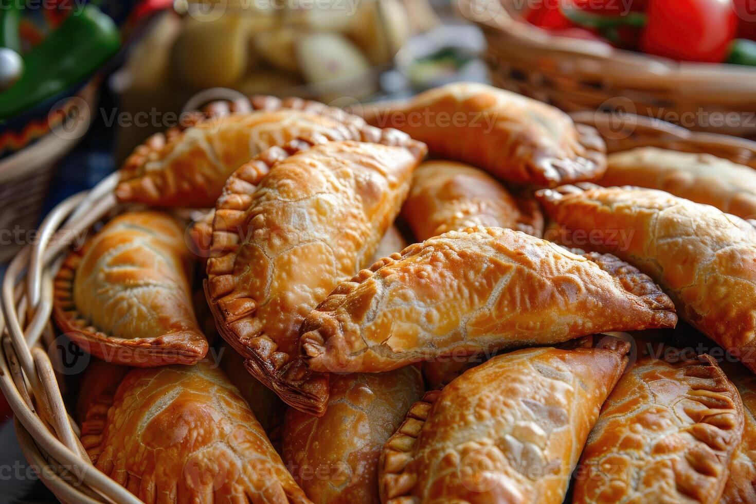 sortiert Empanadas Lebensmittel. gebraten gebacken Gebäck Mahlzeit. foto