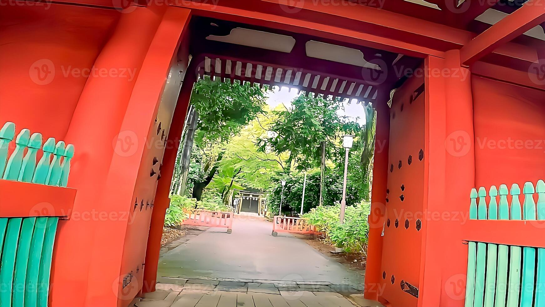 das rot Tor von senba toshogu Schrein verankert Tokugawa ieyasu.kawagoe Stadt, Saitama Präfektur, Japan. foto