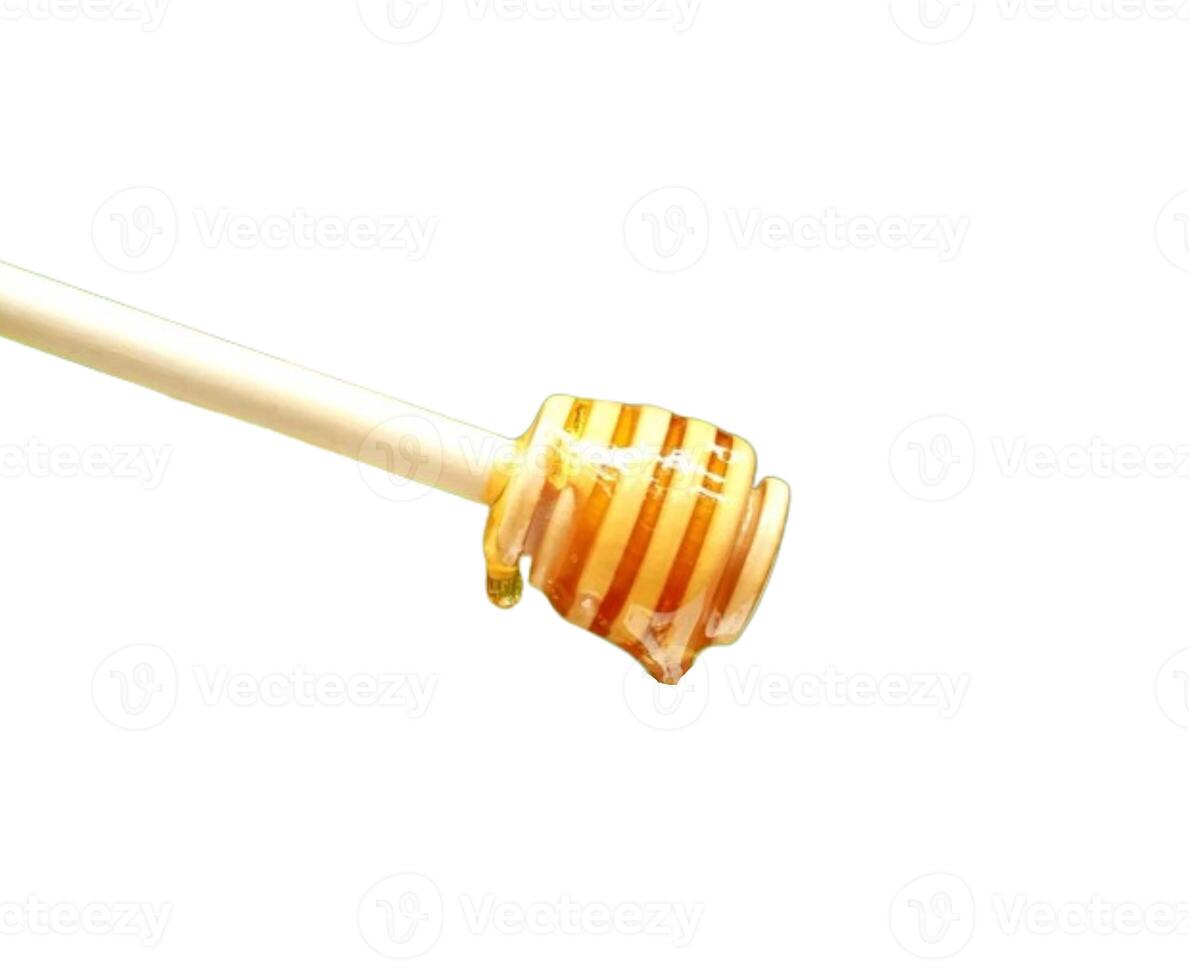 hölzern Löffel Honig isoliert auf Weiß Hintergrund foto