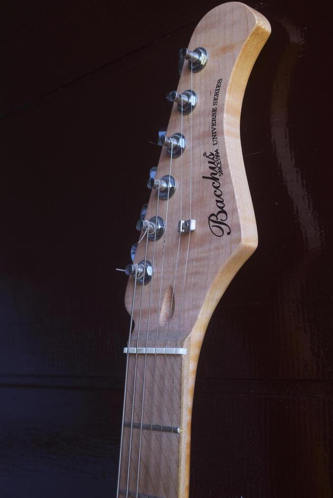 Reben, bb, 2023 - - ein sehr charmant Gitarre Spindelstock im Besitz durch ein Musiker im brebes foto