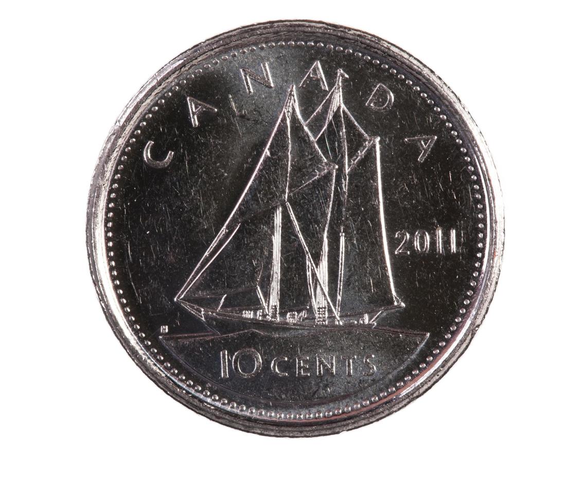 Ottawa, Kanada, 13. April 2013, eine brandneue glänzende 2011 kanadische zehn Cent foto