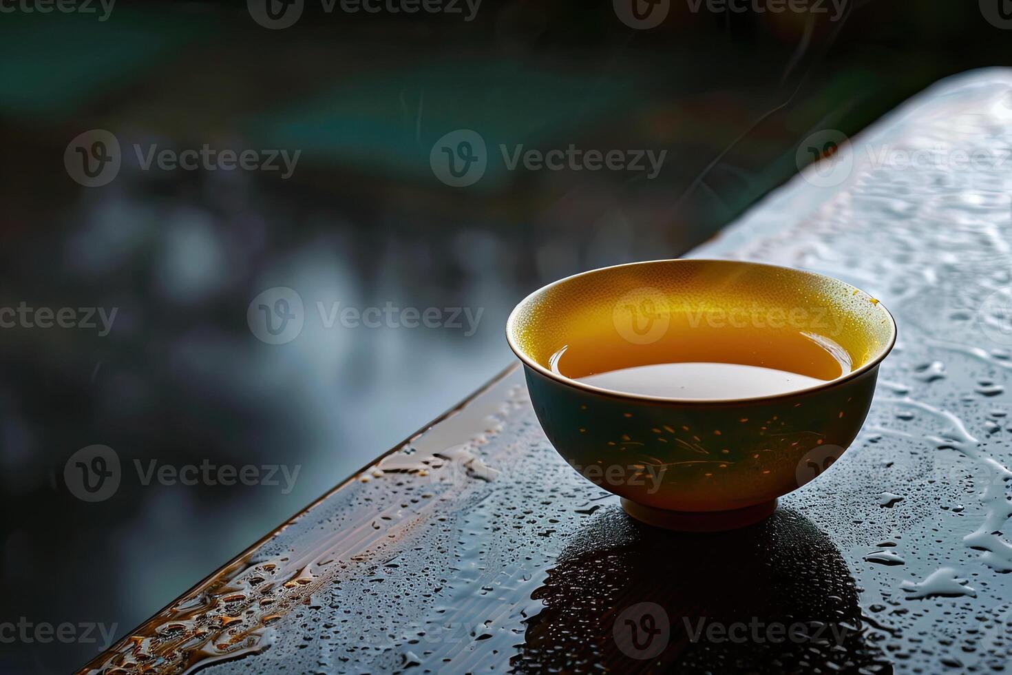 dämpfen Tee Tasse auf feucht Oberfläche foto