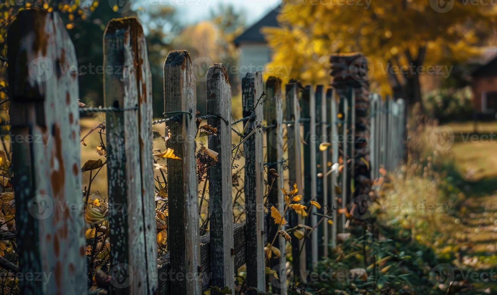 alt hölzern Zaun im das Dorf, schließen oben Aussicht foto