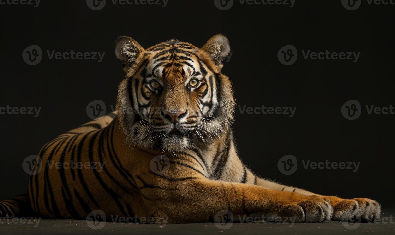 ein Javan Tiger Porträt auf schwarz Hintergrund foto