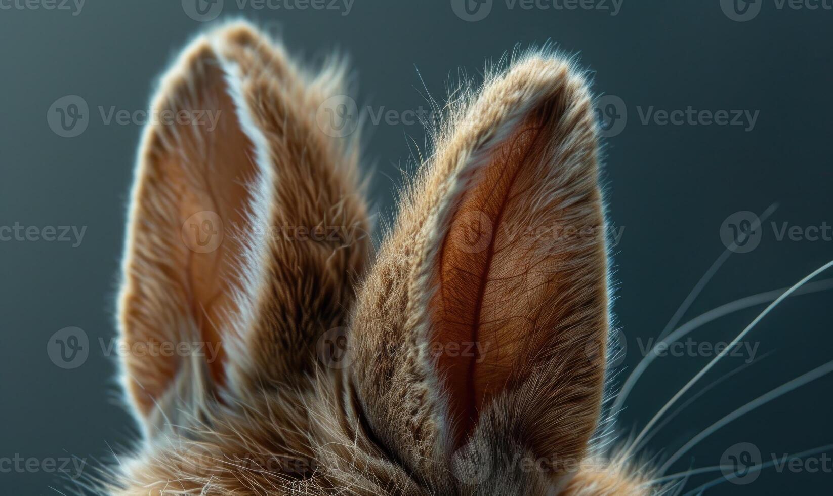 Nahansicht von ein flauschige Hasen Ohren munter oben foto