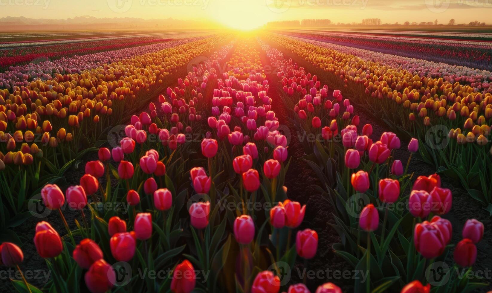 Tulpe Feld beim Sonnenaufgang, Tulpe Hintergrund foto