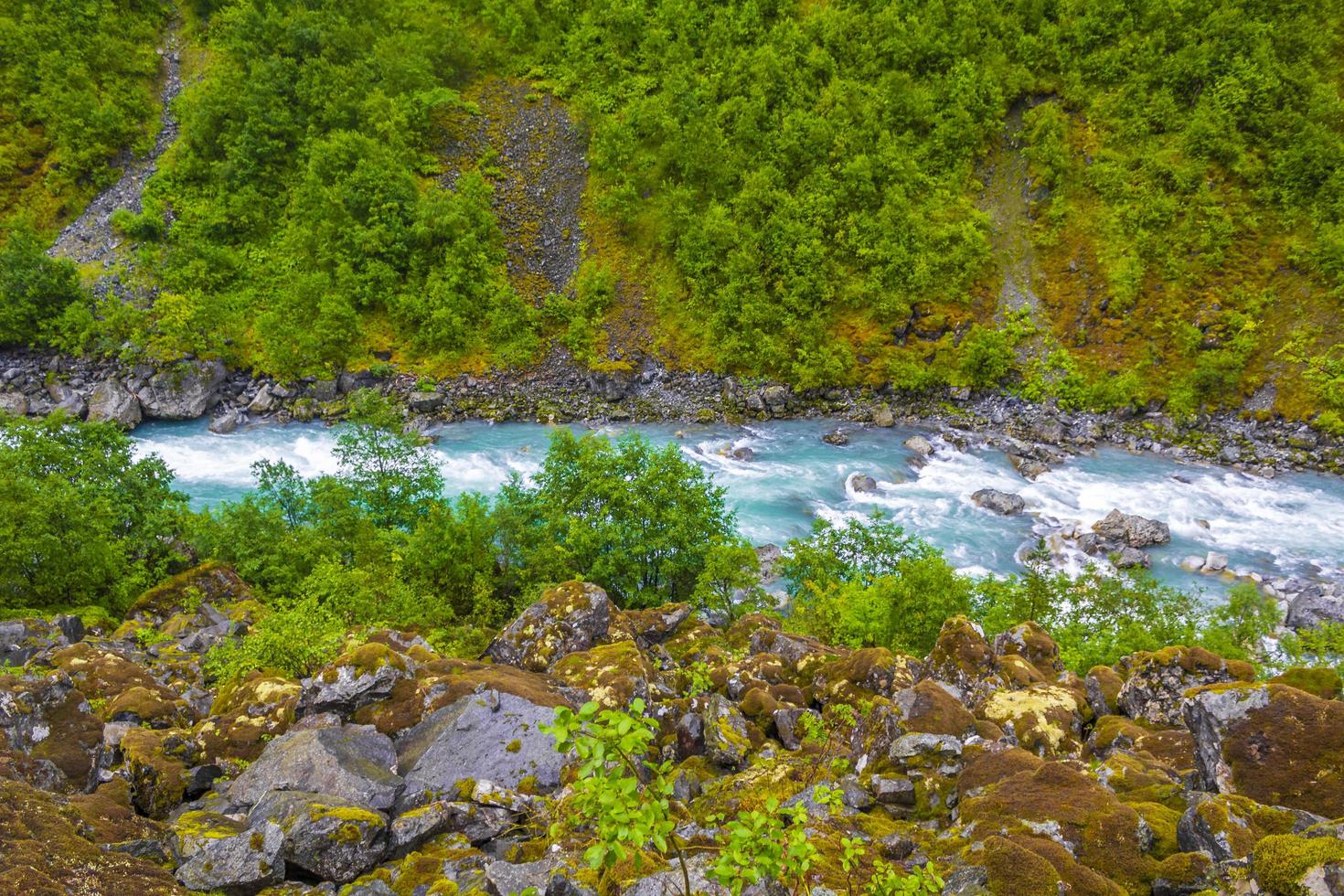 schöner türkisfarbener fluss utla utladalen norwegen. schönsten Landschaften. foto