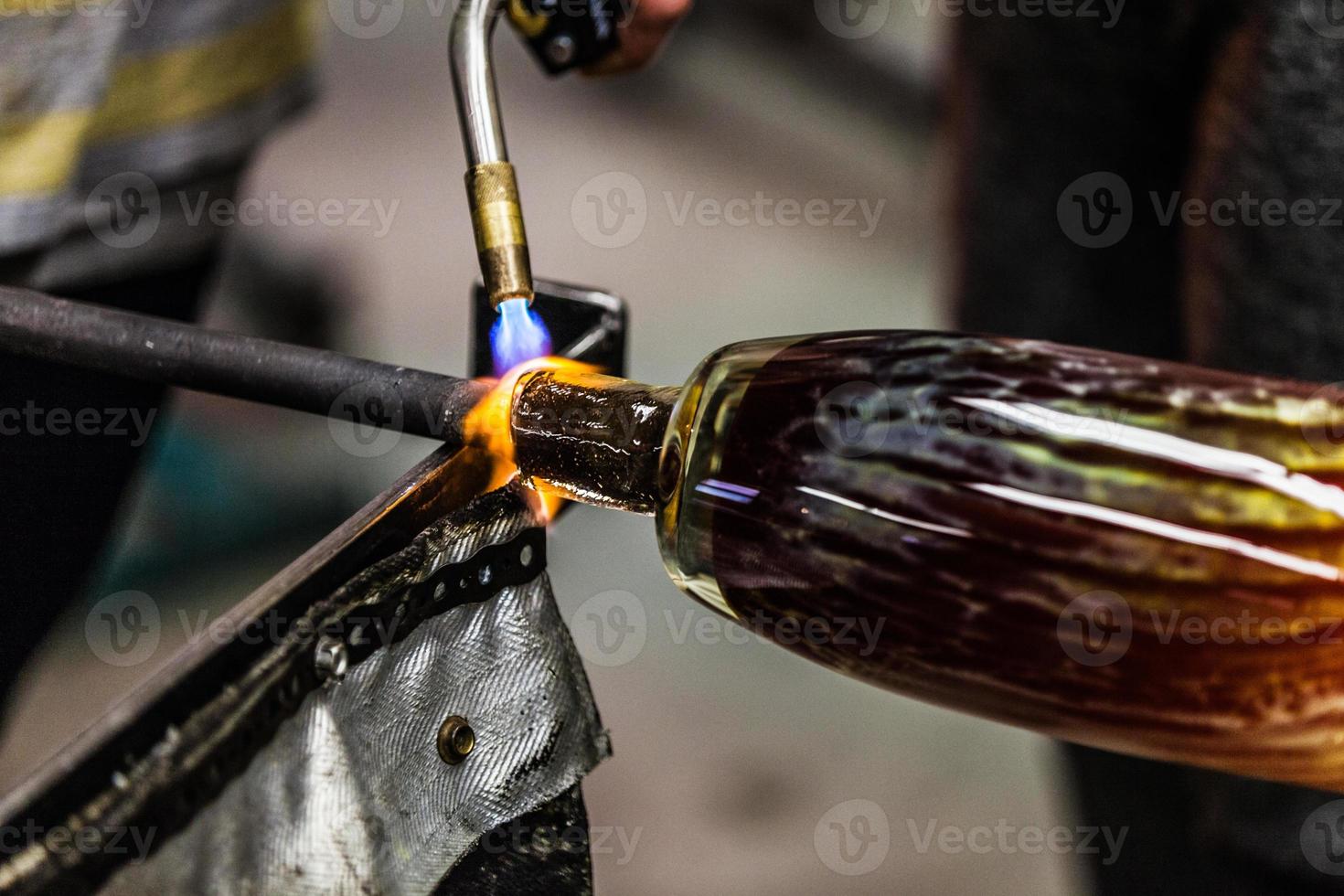 Glasblasen Nahaufnahme der Propangasflamme foto