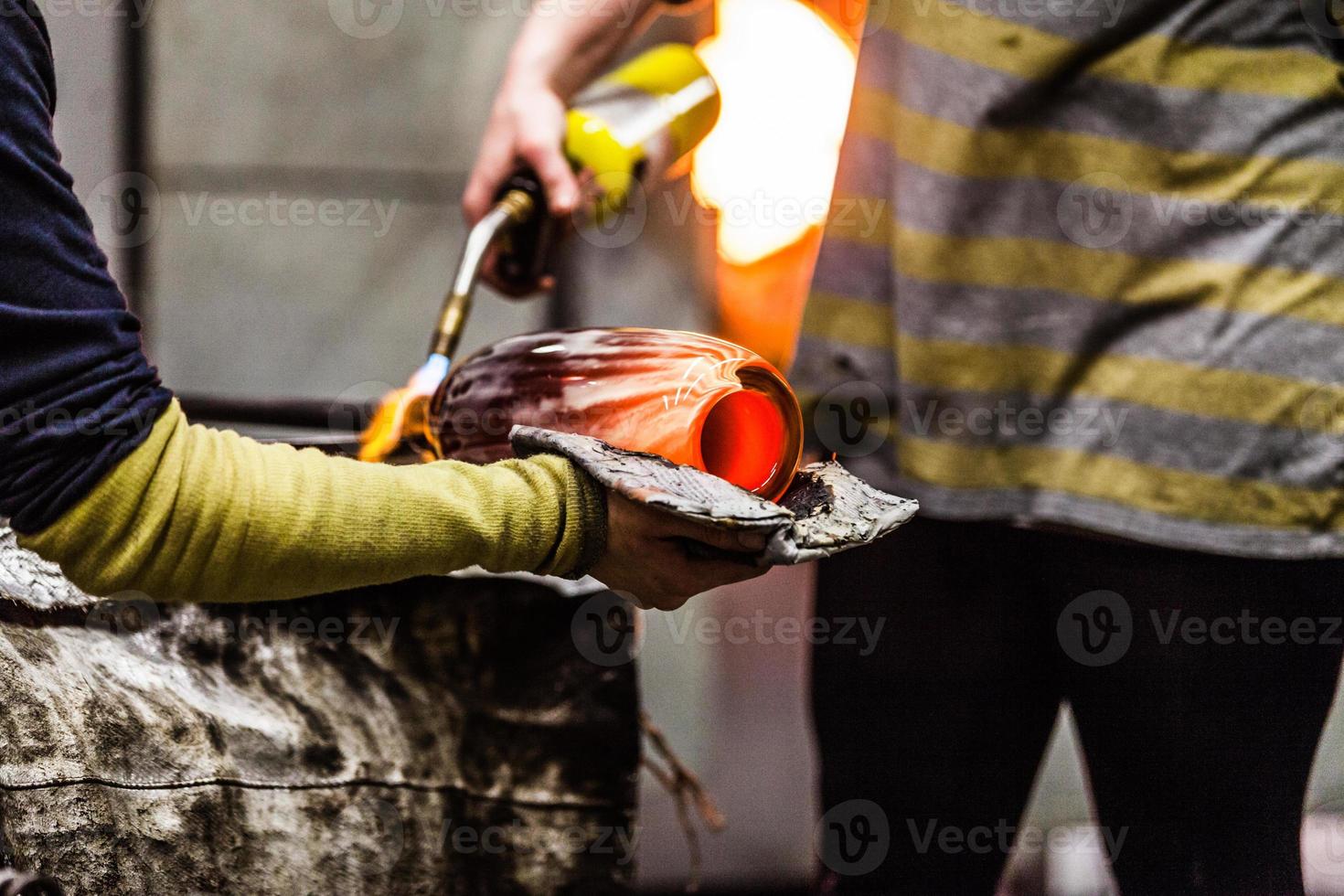 Glasblasen Nahaufnahme der Propangasflamme foto