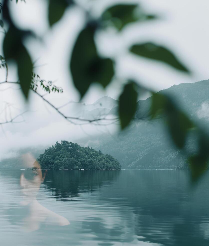 Berg mit Blick auf Körper von Wasser foto