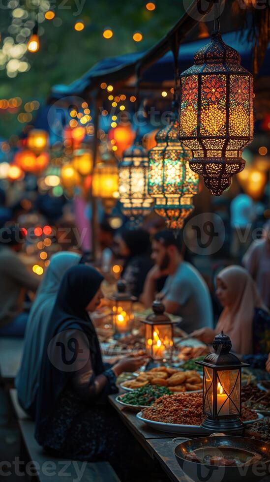 ai generiert eid al-adha, Einheit, Diversität, Fest, kulturell Austausch, Solidarität. foto