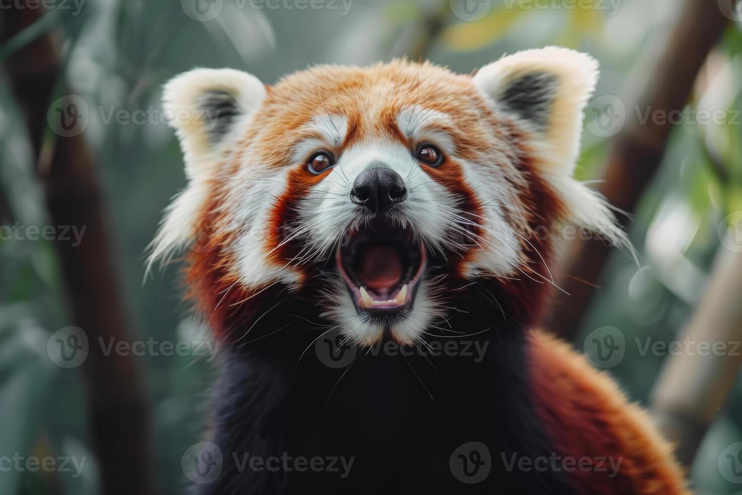 ai generiert rot Panda im Wald Lebensraum foto