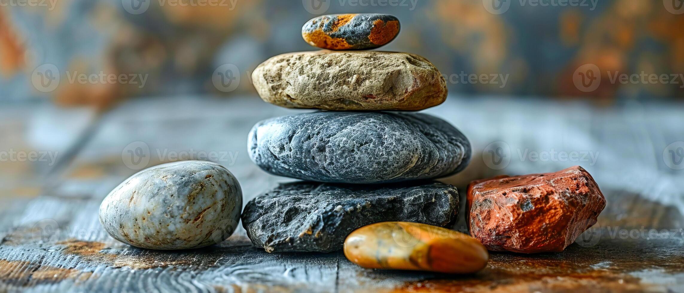 ai generiert entdecken innere Frieden und Ruhe wie Sie betrachten das harmonisch Balance von gestapelt Steine im ein heiter draussen Rahmen foto