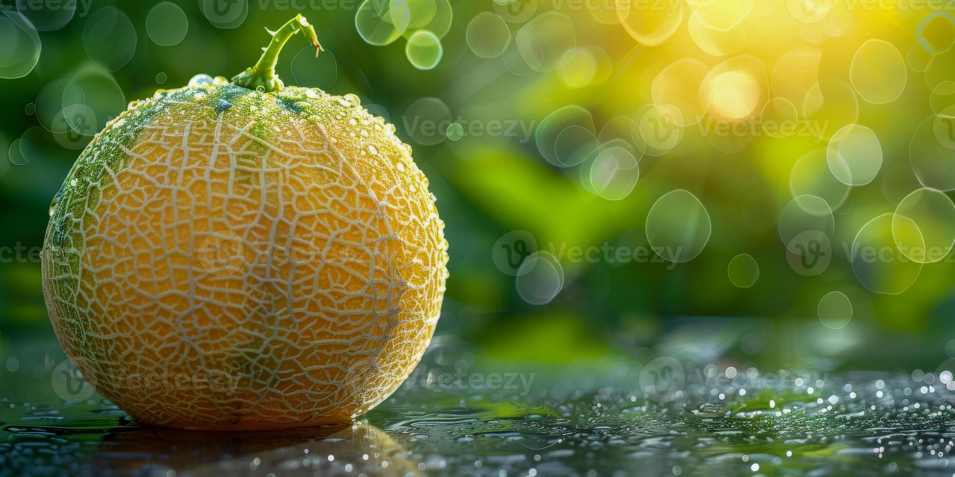 ai generiert Melone glänzte durch Tau foto