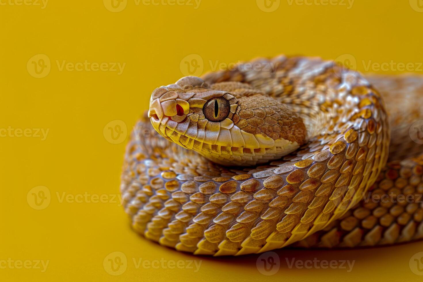 golden skaliert Schlange auf lebendig Gelb Hintergrund foto