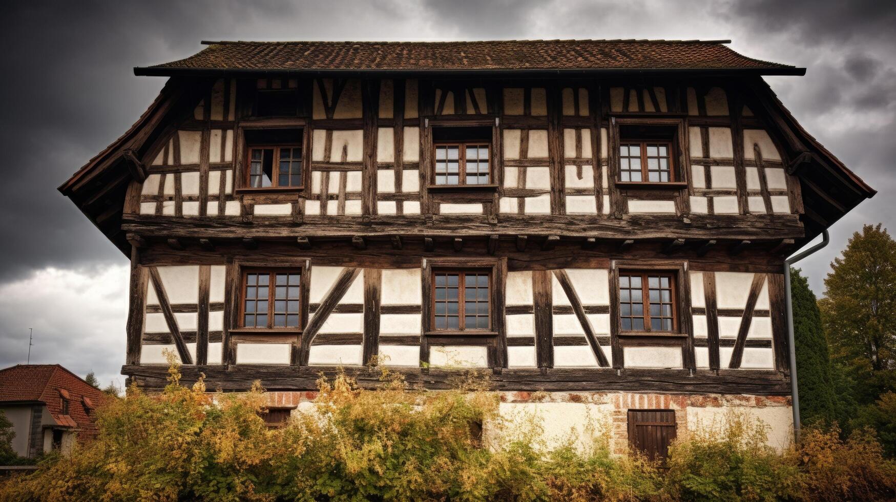 Jahrgang Tudor Haus mit Hälfte gezimmert Stil foto