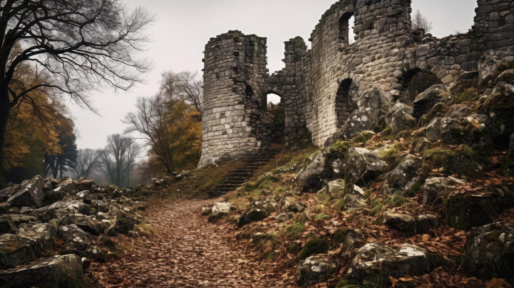 uralt Schloss behalten im Ruinen foto