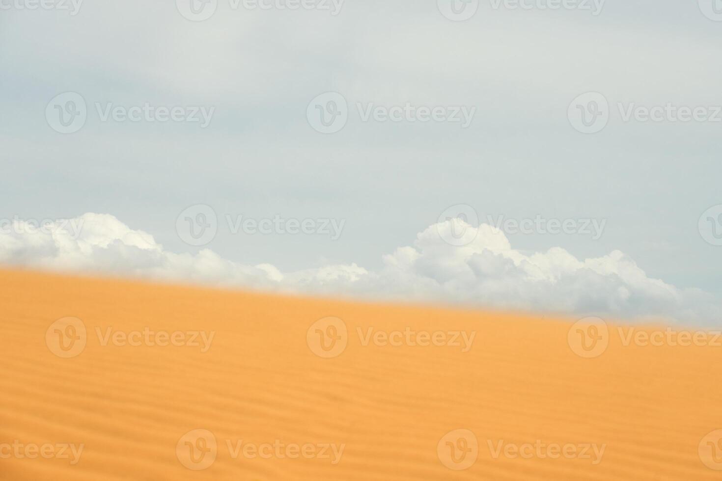 Sand Düne im das Wüste mit Wolken im das Hintergrund. foto