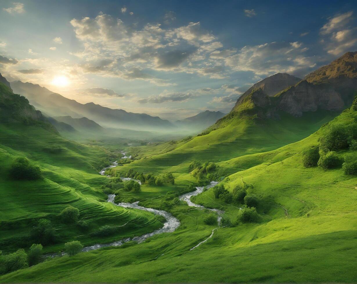 Grün natürlich Landschaft atemberaubend foto