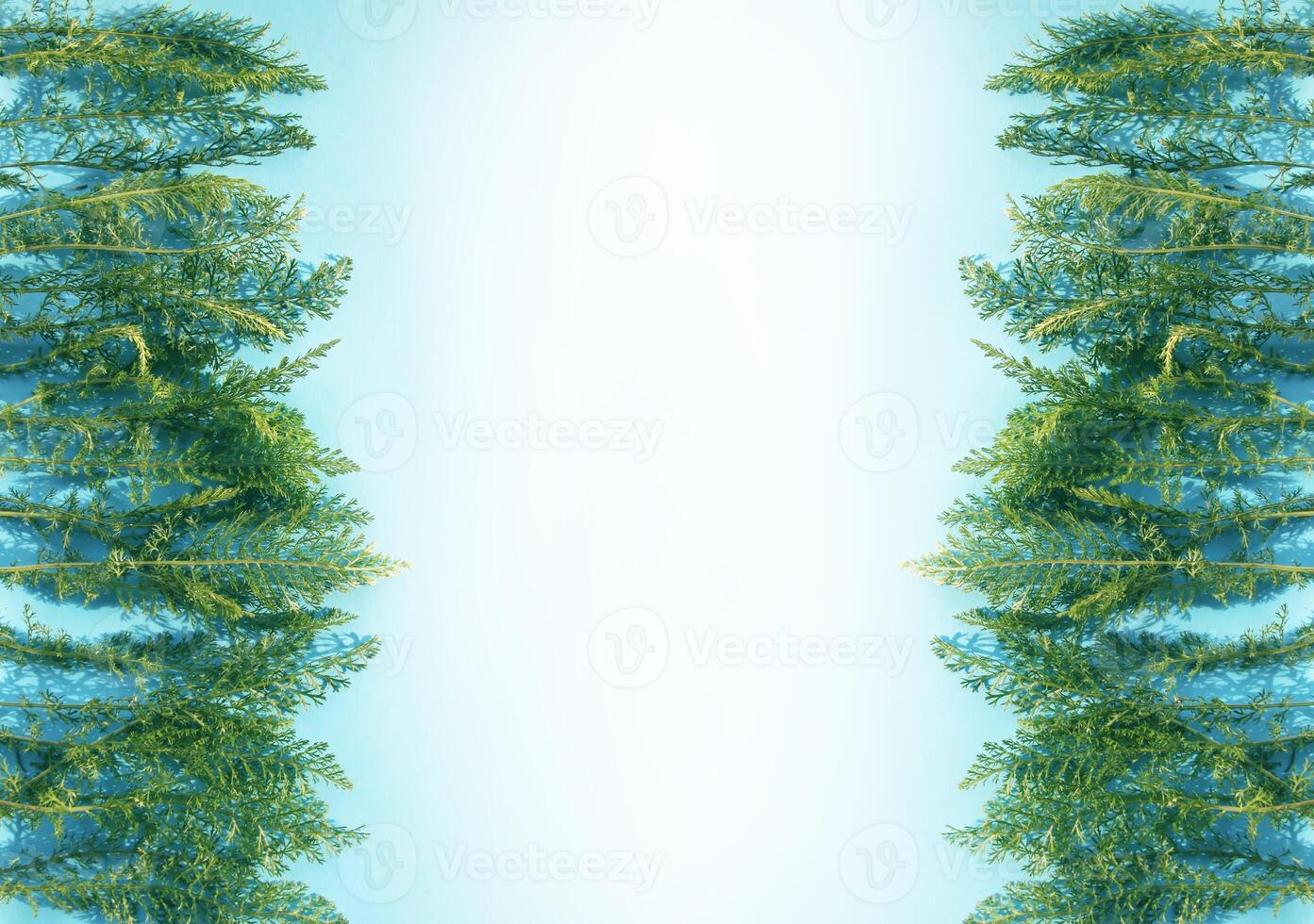 Grün Blätter auf ein Sanft Blau Hintergrund. foto