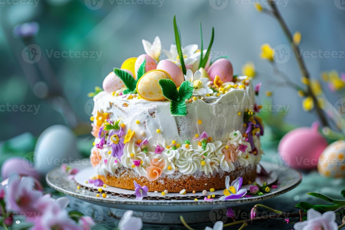 bunt dekoriert Ostern Kuchen foto