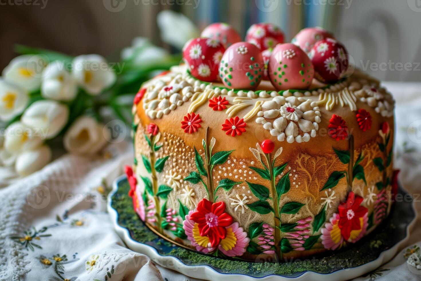 bunt dekoriert Ostern Kuchen foto