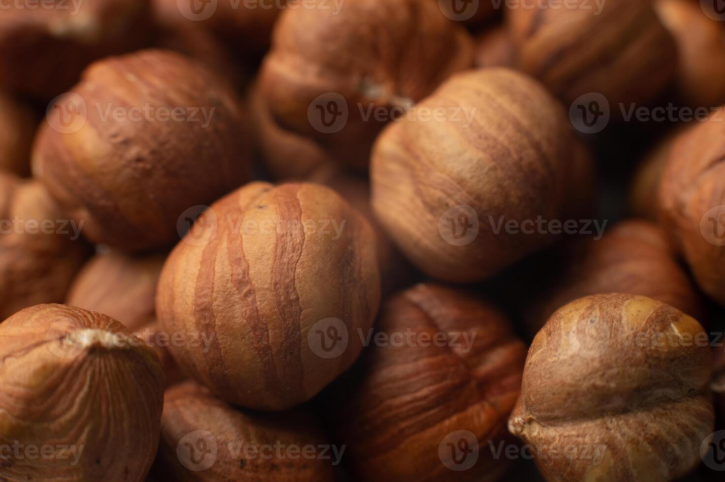 Foto von Haselnuss. Haselnuss Nuss Gesundheit organisch braun Haselnuss Herbst Hintergrund Konzept. Essen Hintergrund