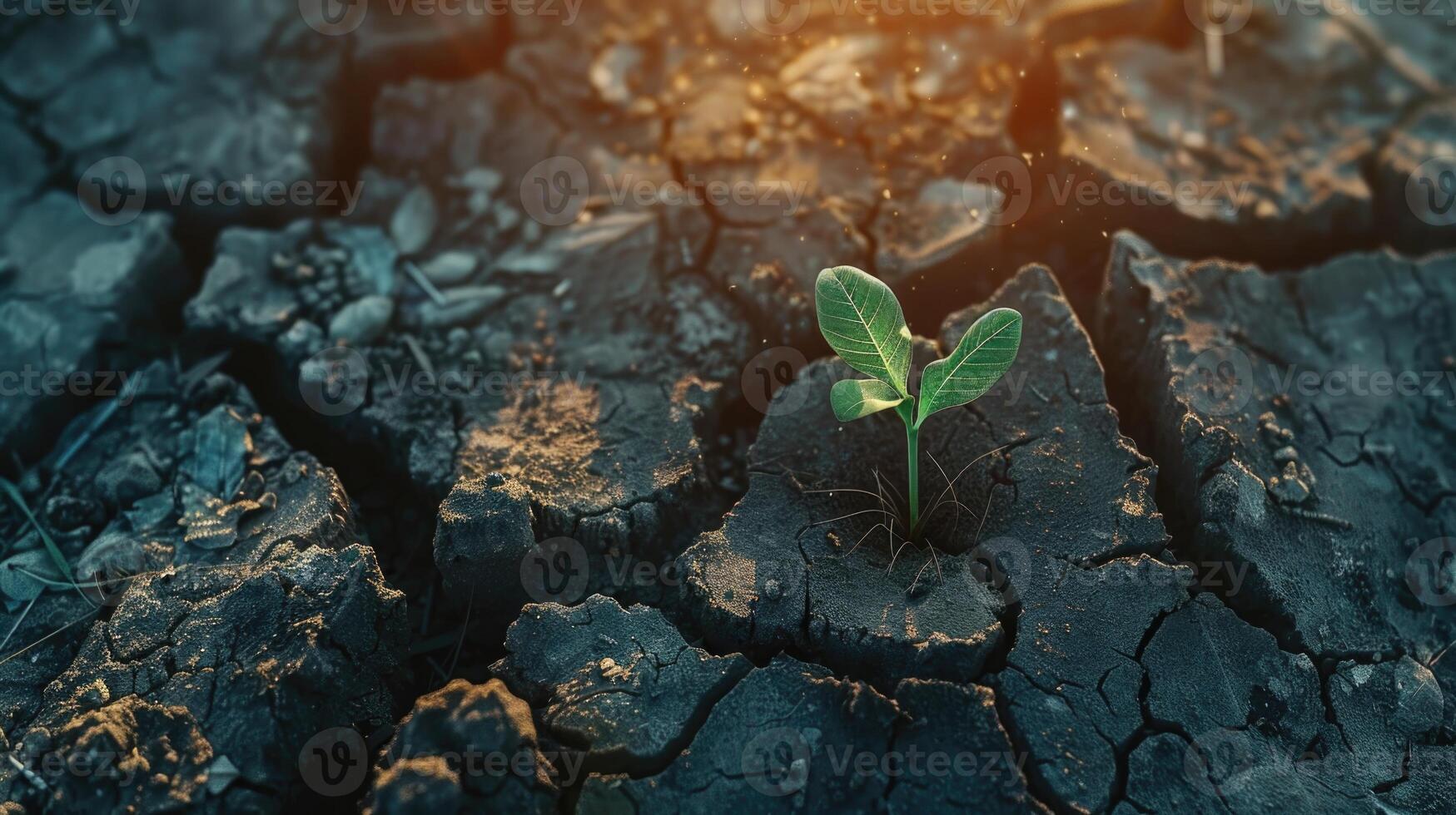 Pflanzen im geknackt Schlamm zu Kampf global Erwärmen. foto