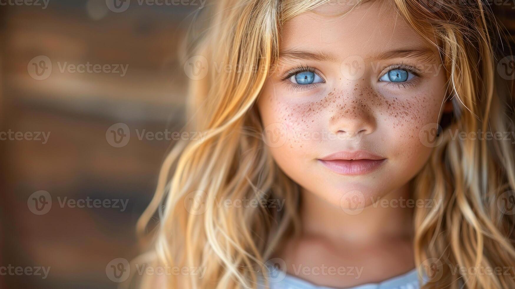 schließen oben von ein Kind mit auffällig Blau Augen foto