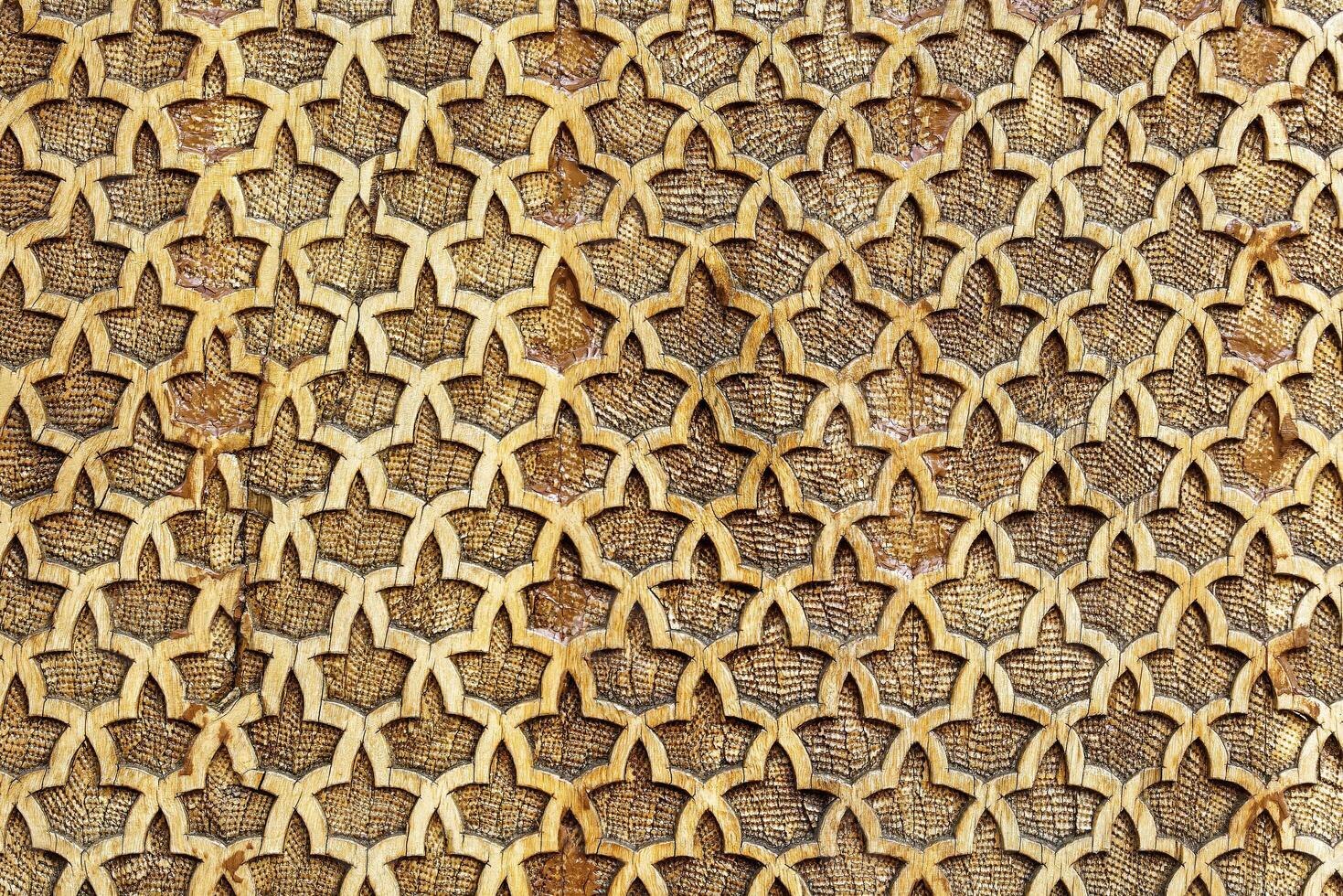 Fragment von ein uralt geschnitzt hölzern Muster. aufwendig. abstrakt Hintergrund. foto