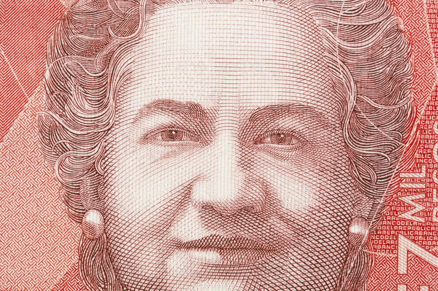 Virginia gutierrez de Pineda ein Nahansicht Porträt von kolumbianisch Geld foto
