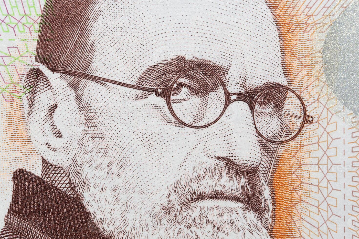 pedro Figari ein Nahansicht Porträt von Uruguayisch Geld foto