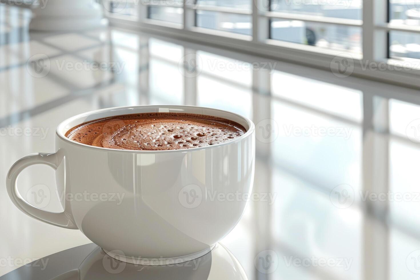 Morgen heiß Tasse von Kaffee im das Cafe Tabelle Fachmann Werbung Essen Fotografie foto