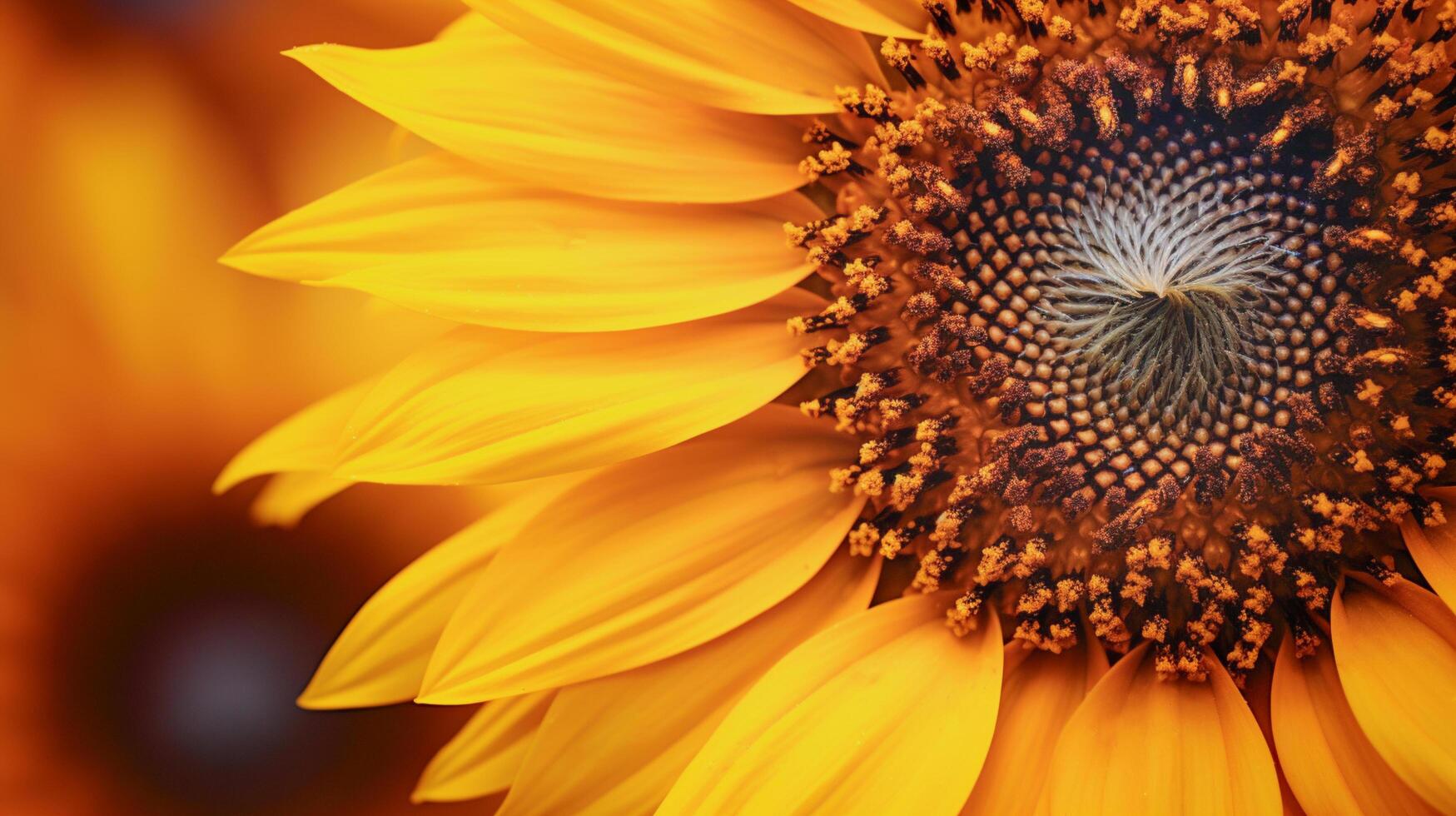 ein schließen oben von ein Sonnenblume mit ein Center foto