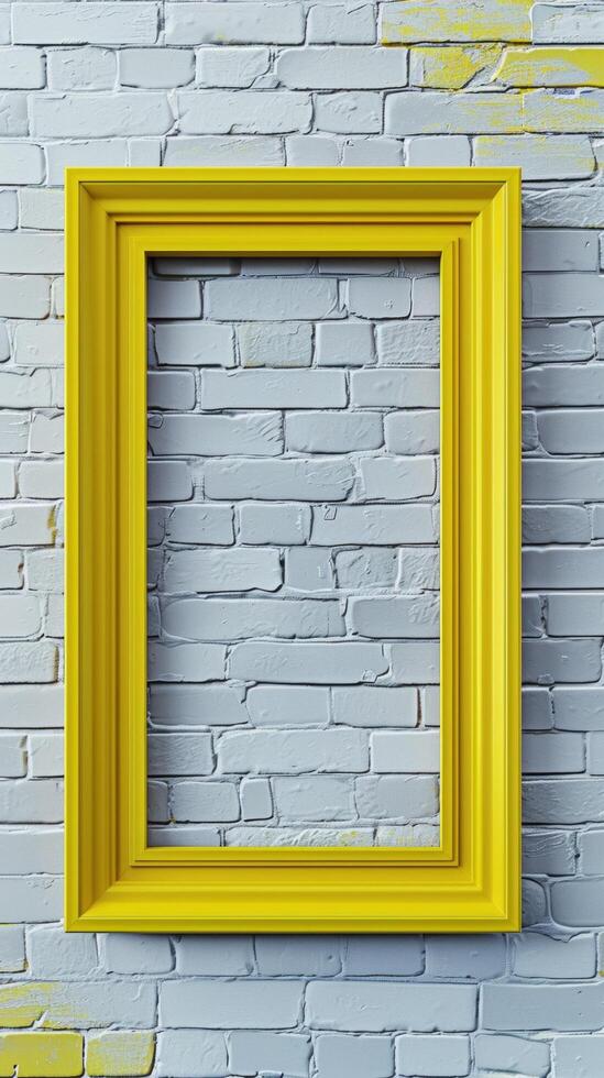 Gelb Rahmen gegen Backstein Mauer foto