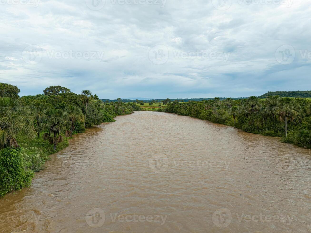 apore Fluss mit braun Wasser und Ufer Wald foto