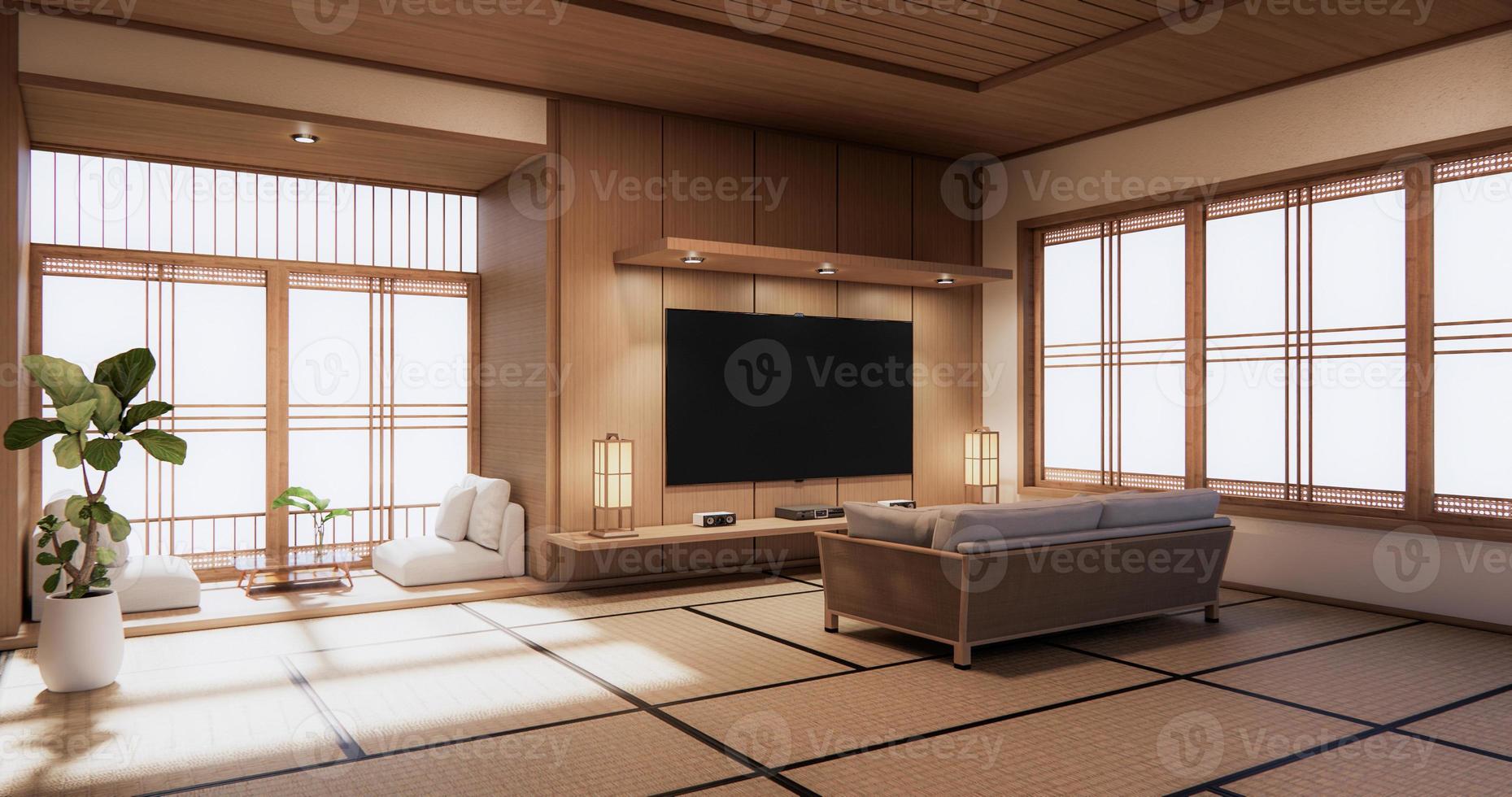 Kinoraum minimalistisches Design im japanischen Stil .3D-Rendering foto