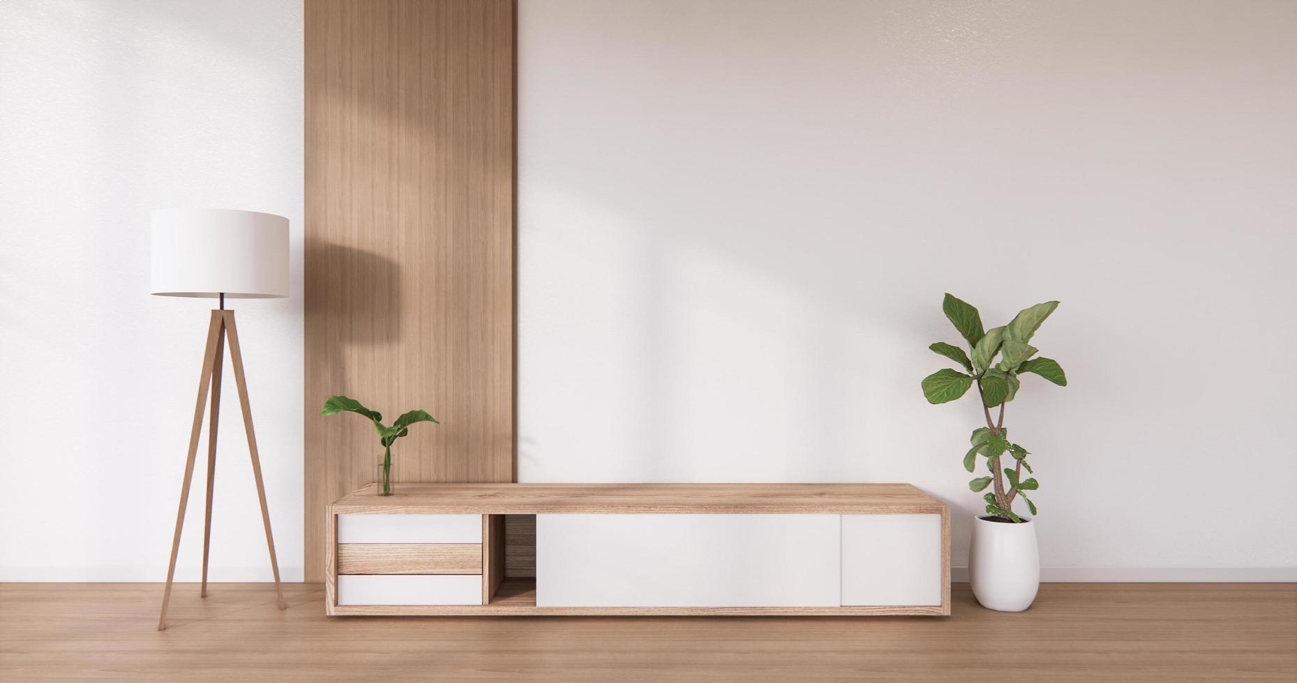 Kabinett-Holz-Design auf weißem Raum im modernen Stil. 3D-Rendering foto