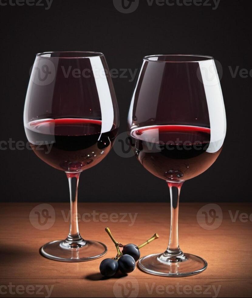 zwei Brille von rot Wein mit Scheinwerfer foto