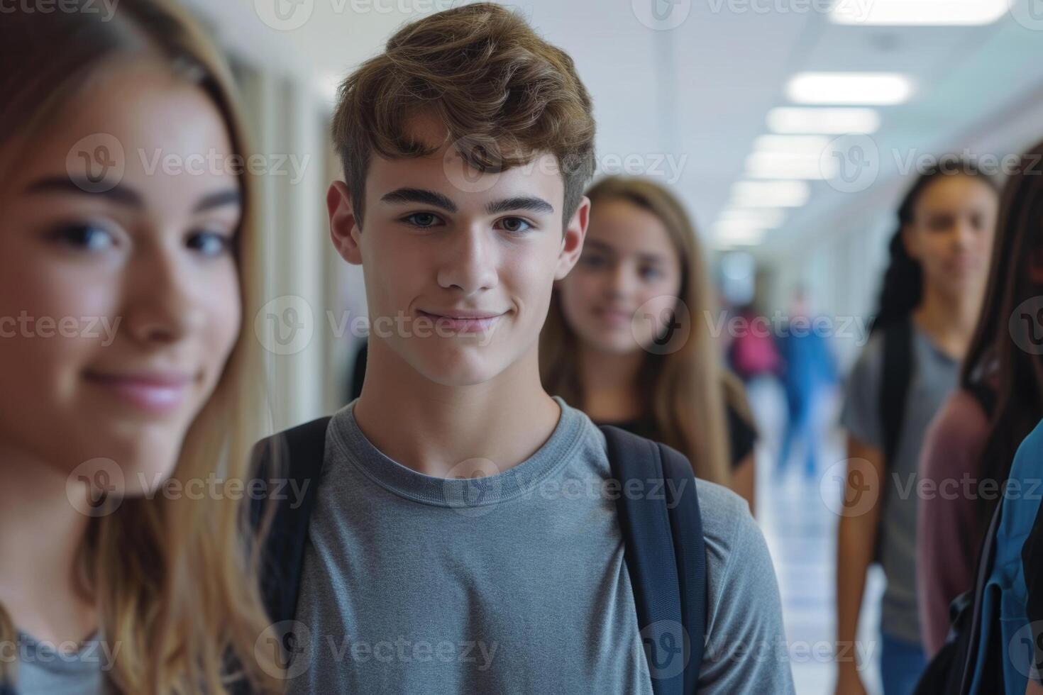 ai generiert Teenager Klasse Kamerad foto