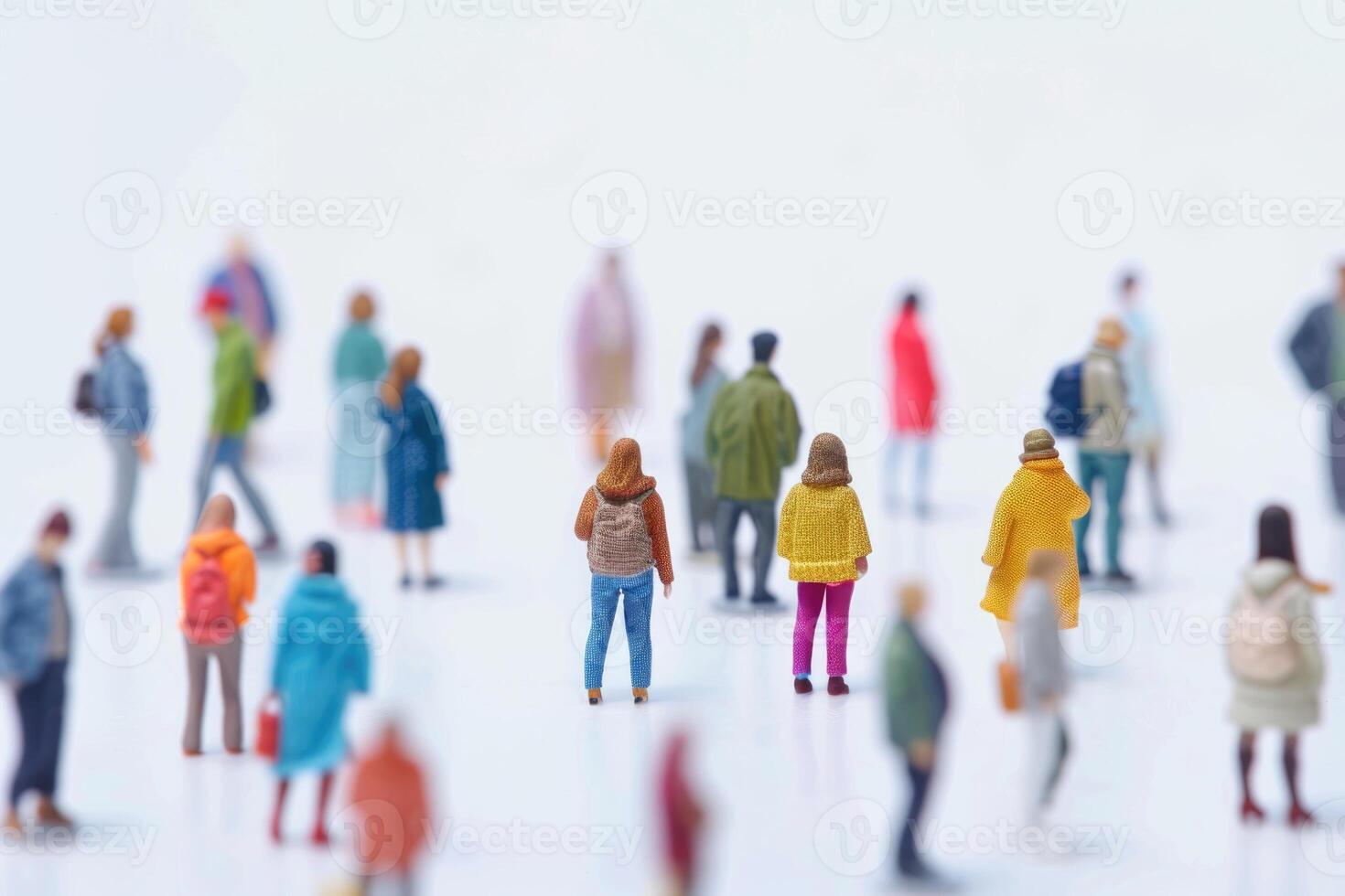 ai generiert Miniatur Menschen Frauen auf Weiß Hintergrund foto